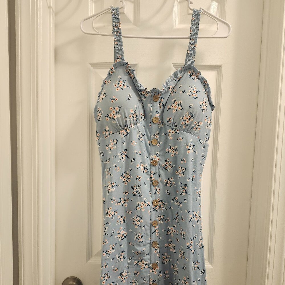 No Boundaries Blue Floral Baby Doll Dress